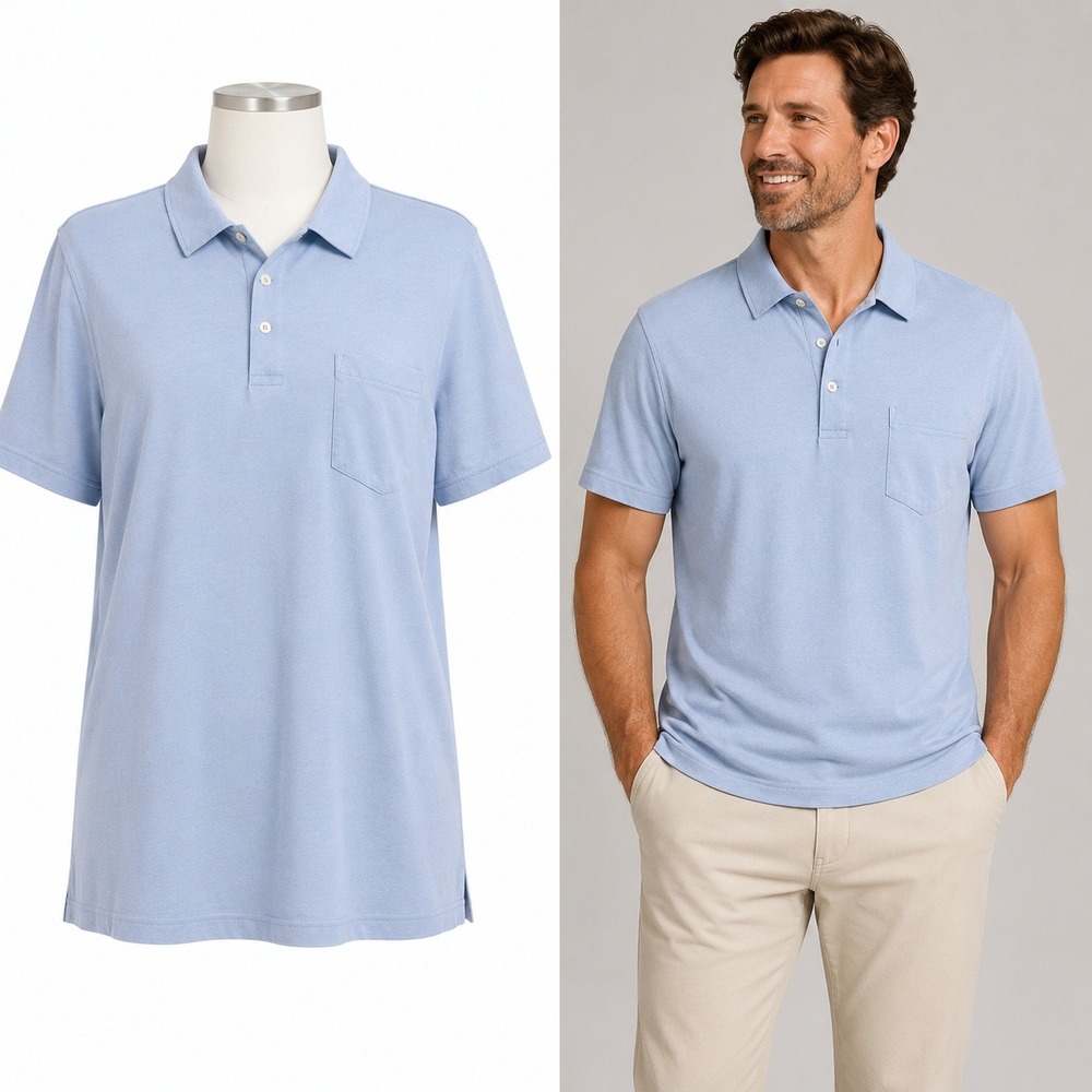 J Crew Jersey Polo Shirt Mens XL Slim Fit Light Blue Short Sleeve Pocket Preppy